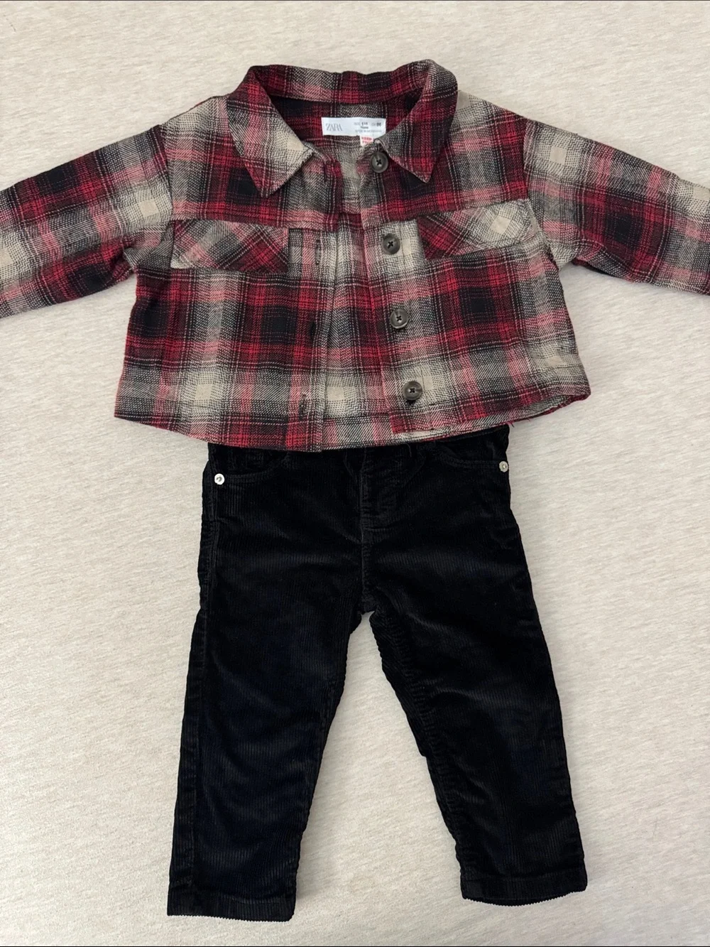 Zara Plaid shirt & Black Corduroy Pants